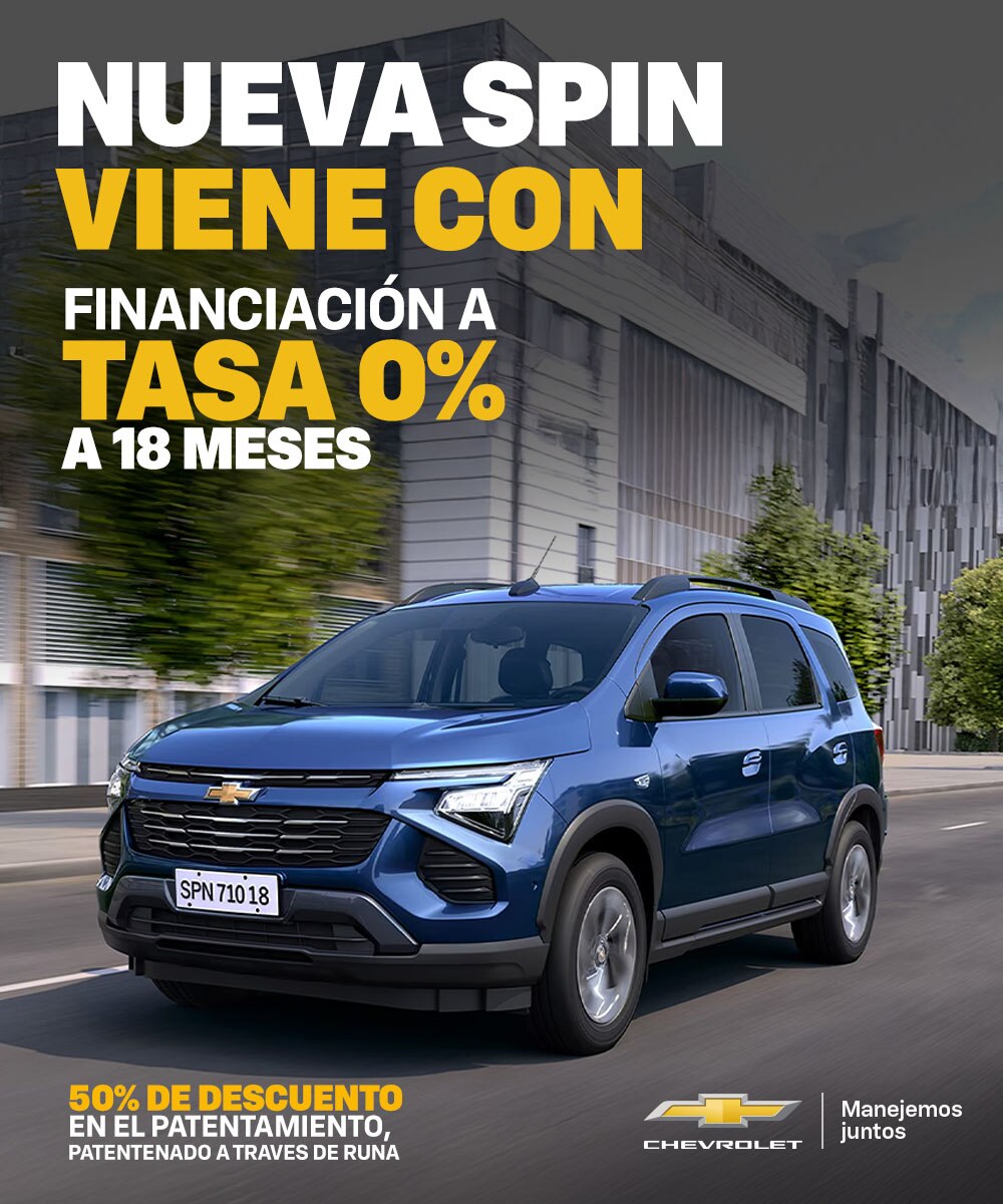 Nueva Chevrolet Spin en Argentina con financiación a tasa 0% a 18 meses y 50% de descuento en el patentamiento